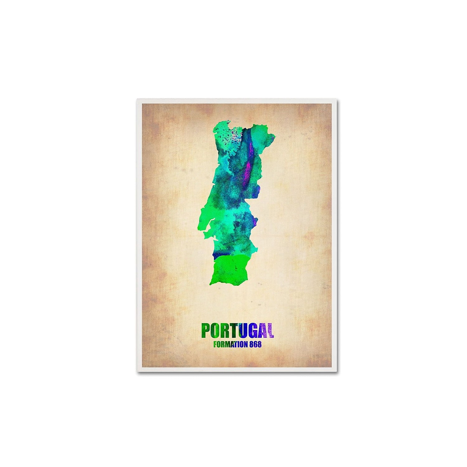 Trademark Fine Art "Portugal Watercolor Map" Canvas Art by Naxart