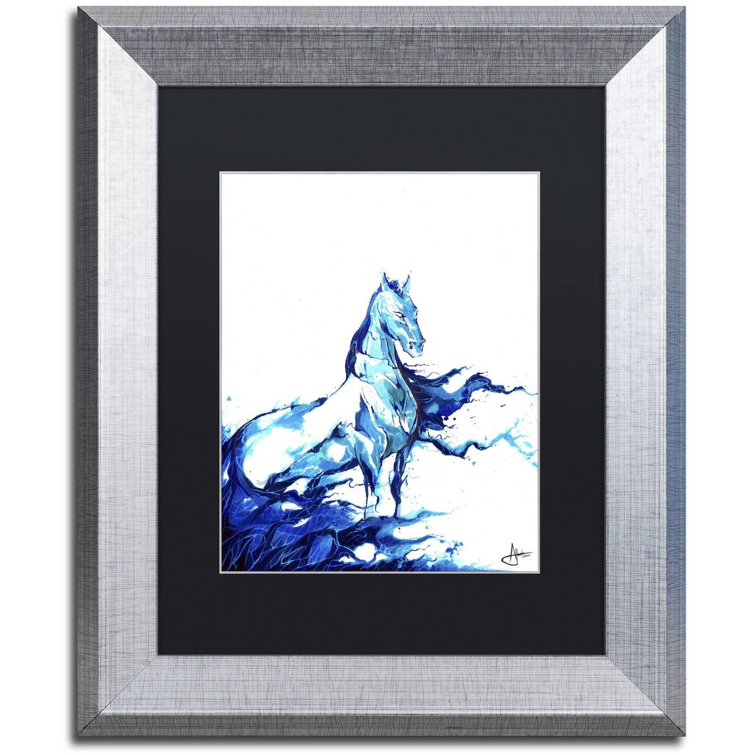 Trademark Fine Art 'Poseidon' Canvas Art by Marc Allante, Black Matte, Silver Frame