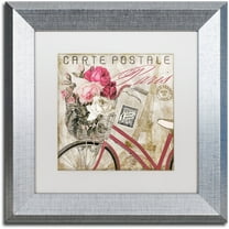 Trademark Fine Art "Postale Paris I" Canvas Art by Color Bakery White Matte, Silver Frame