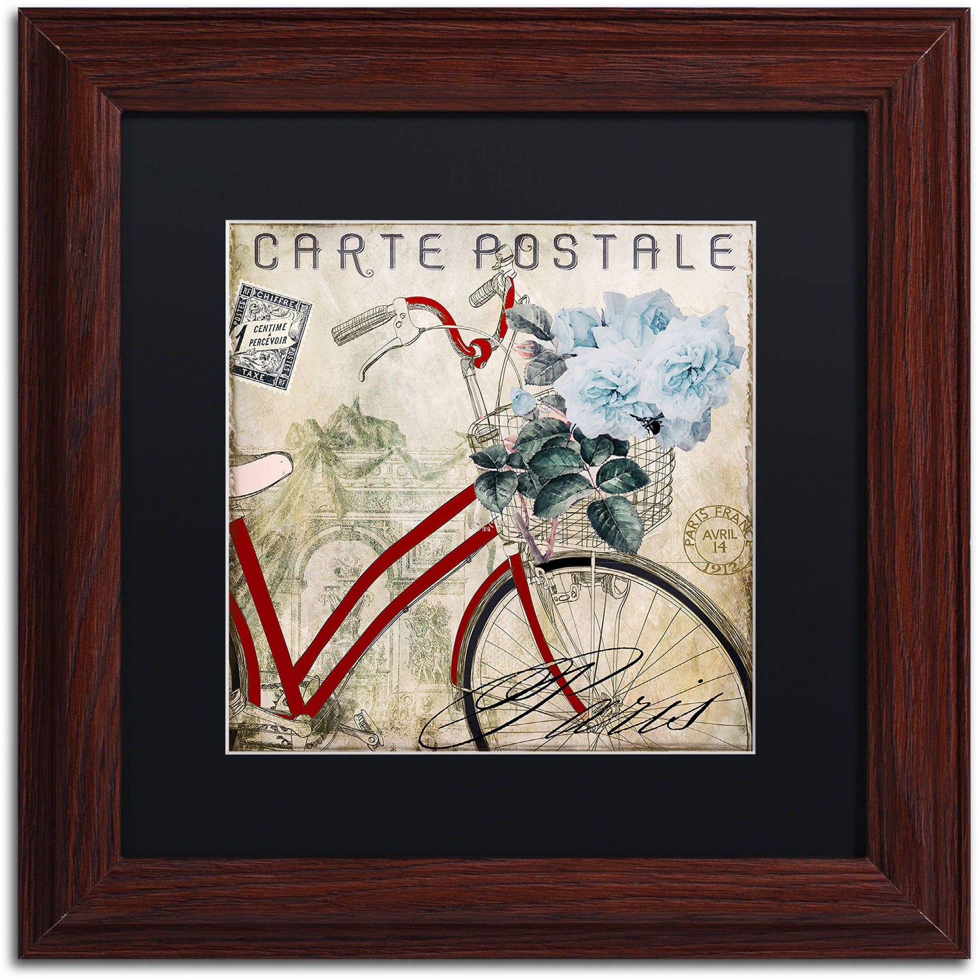 Trademark Fine Art "Postale Paris II" Canvas Art by Color Bakery Black Matte, Wood Frame
