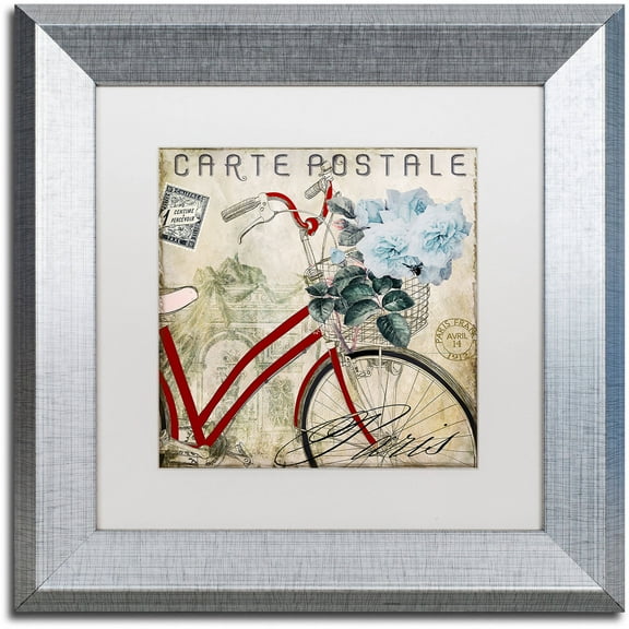 Trademark Fine Art "Postale Paris II" Canvas Art by Color Bakery White Matte, Silver Frame