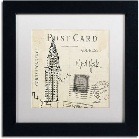 Trademark Fine Art "Postcard Sketches I" Canvas Art by Anne Tavoletti, White Matte, Black Frame