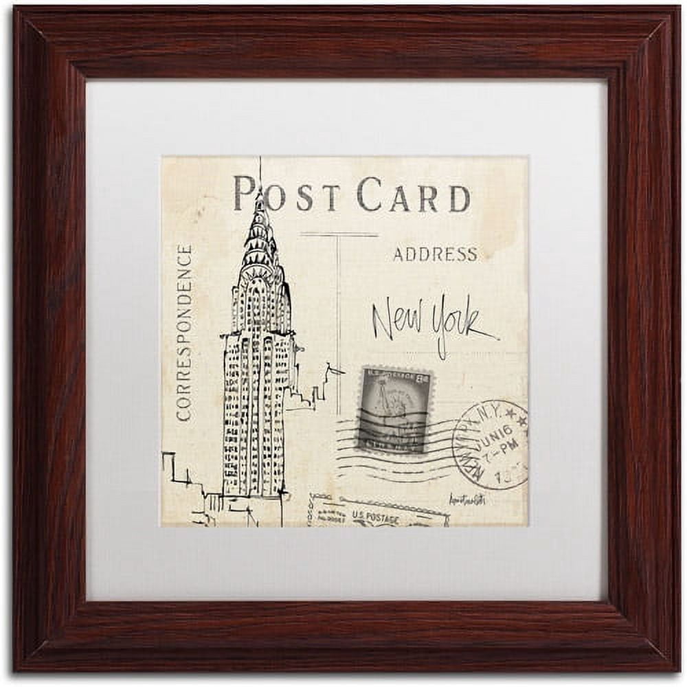 Trademark Fine Art "Postcard Sketches I" Canvas Art by Anne Tavoletti, White Matte, Wood Frame