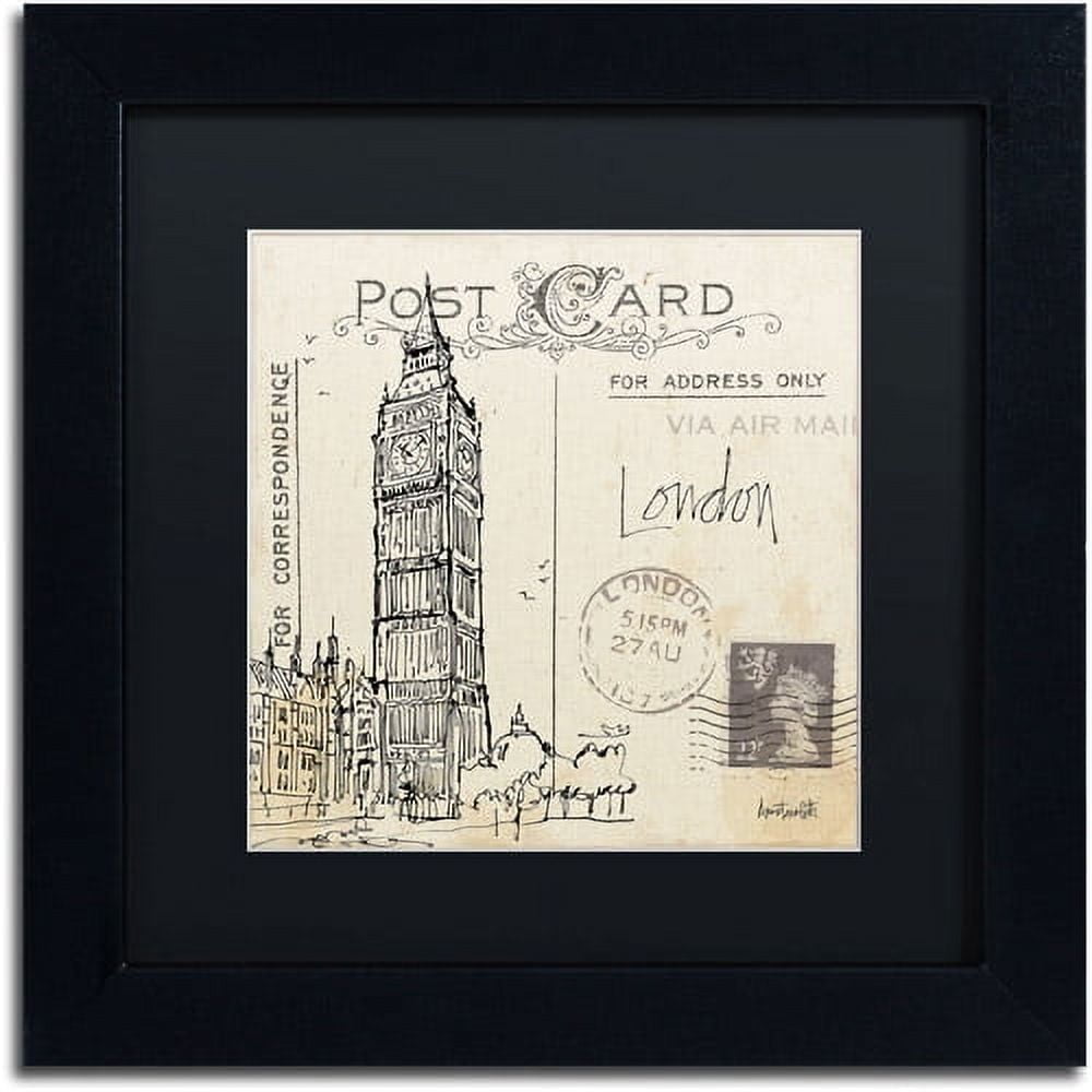 Trademark Fine Art "Postcard Sketches II" Canvas Art by Anne Tavoletti, Black Matte, Black Frame