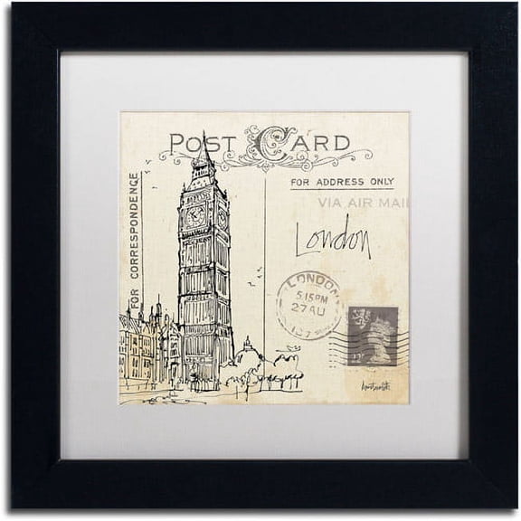 Trademark Fine Art "Postcard Sketches II" Canvas Art by Anne Tavoletti, White Matte, Black Frame