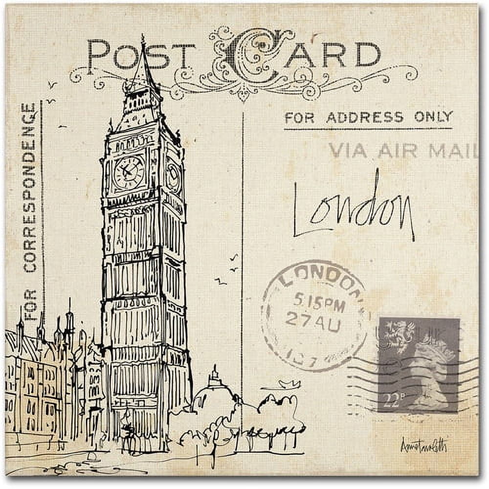 Postcard Sketches II Canvas Art with Big Ben Drawing