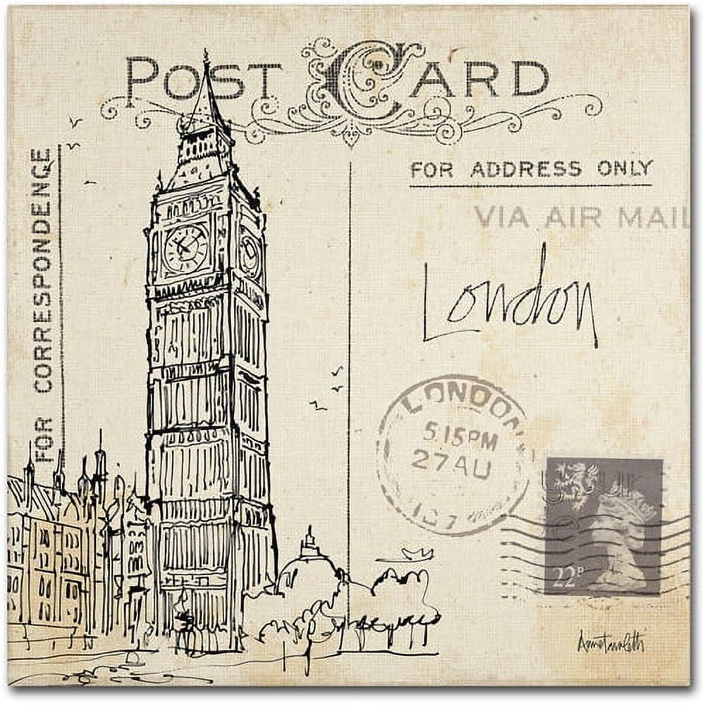 Postcard Sketches II Canvas Art with Big Ben Drawing