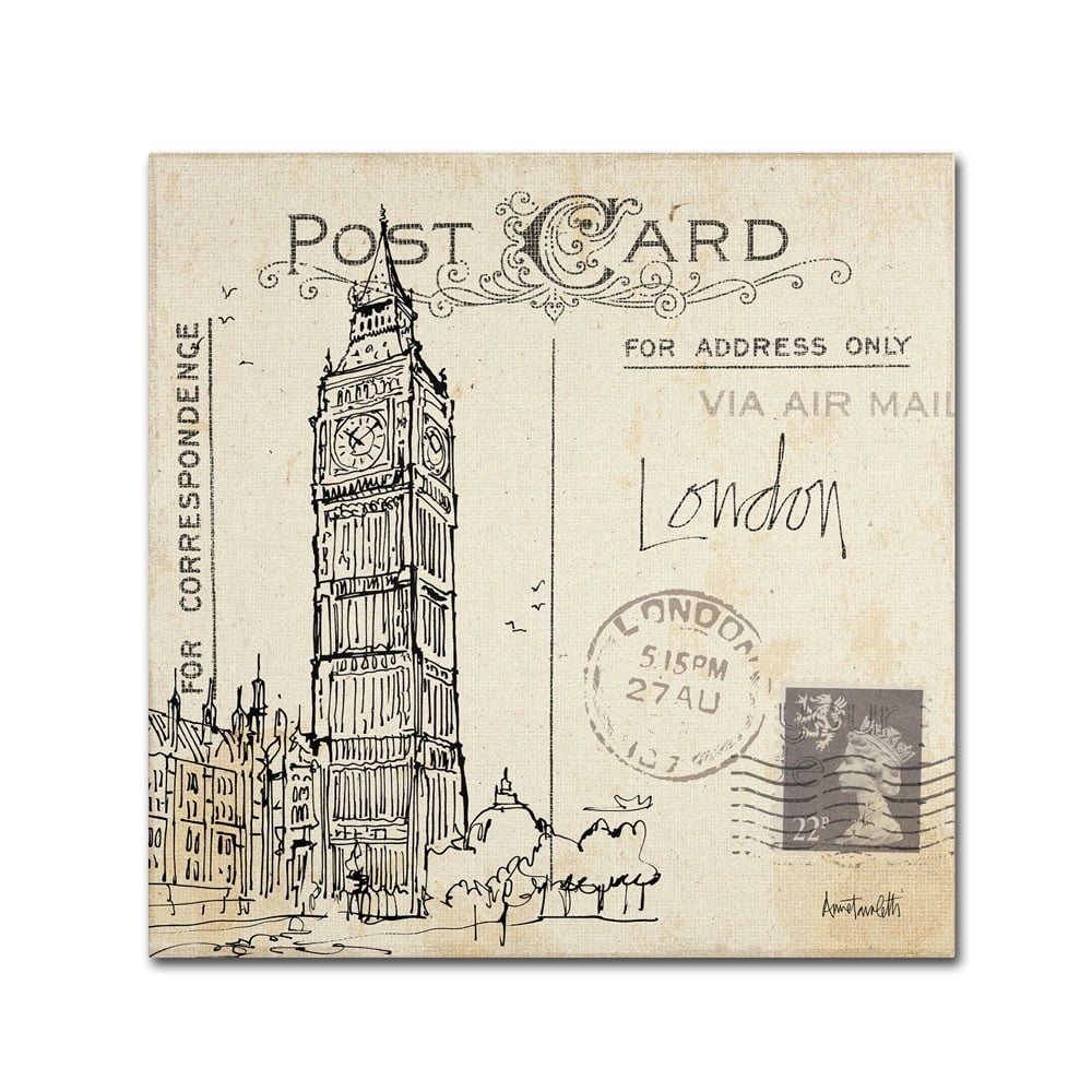 Trademark Fine Art "Postcard Sketches II" Canvas Art by Anne Tavoletti