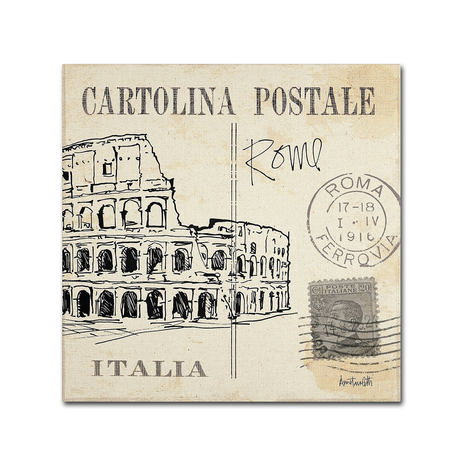 Trademark Fine Art "Postcard Sketches IV" Canvas Art by Anne Tavoletti