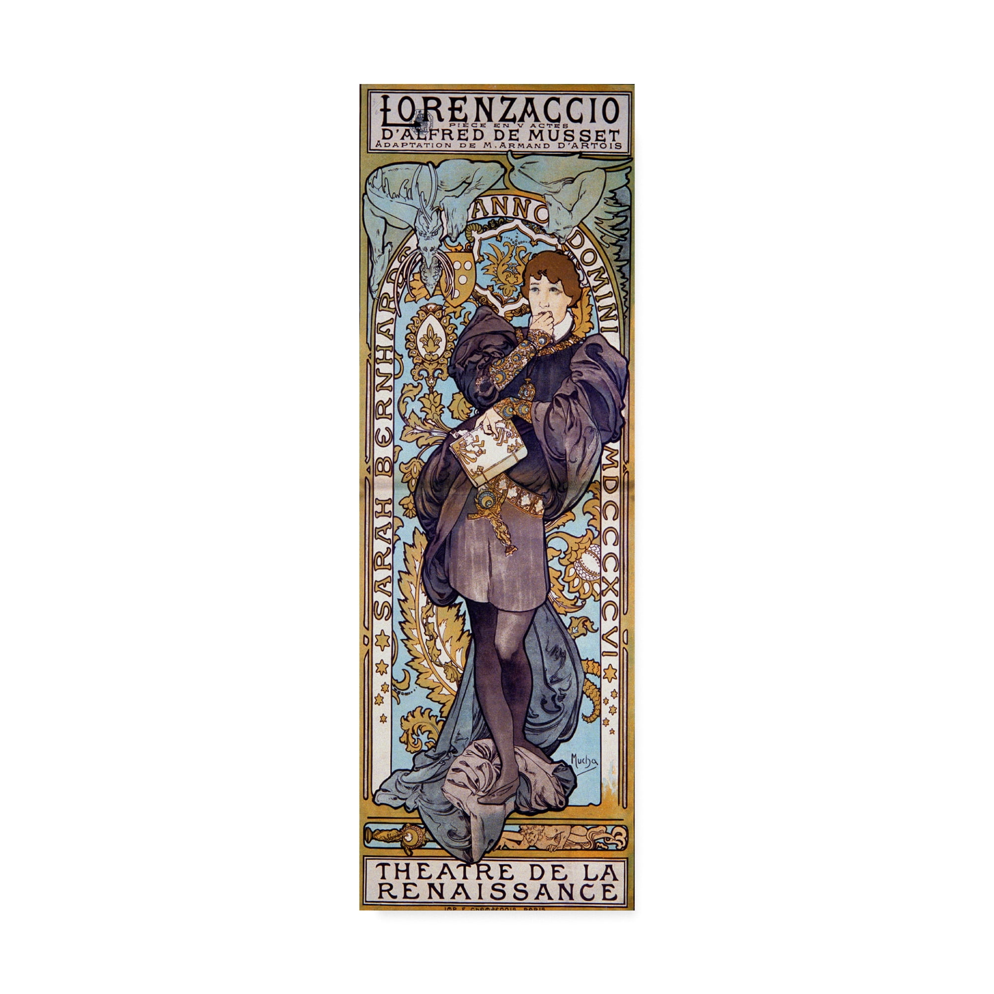 Trademark Fine Art 'Poster for Lorenzaccio Alfred de Musset, 1896' Canvas Art by Alphonse Marie Mucha