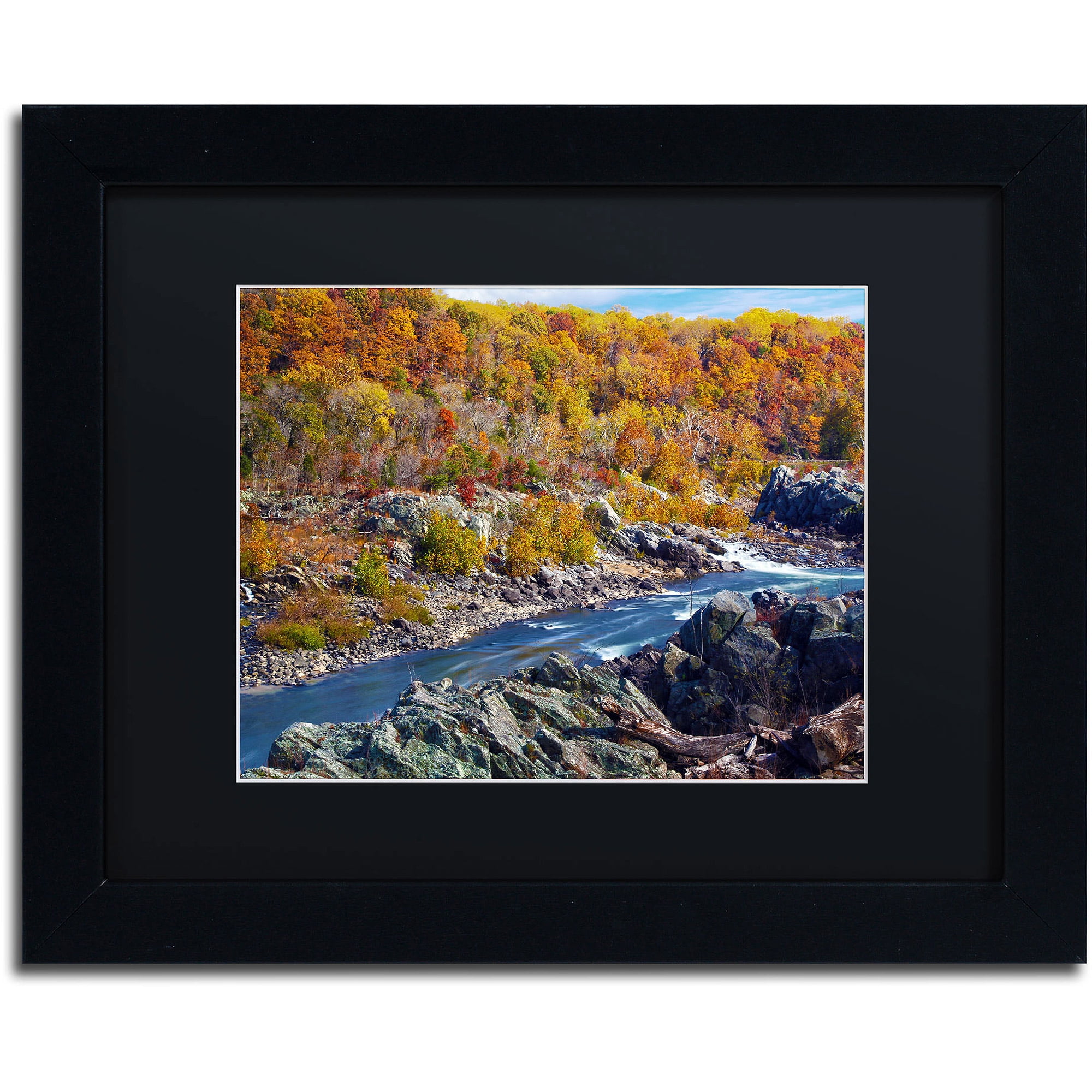 Trademark Fine Art "Potomac Autumn" Canvas Art by CATeyes, Black Matte, Black Frame