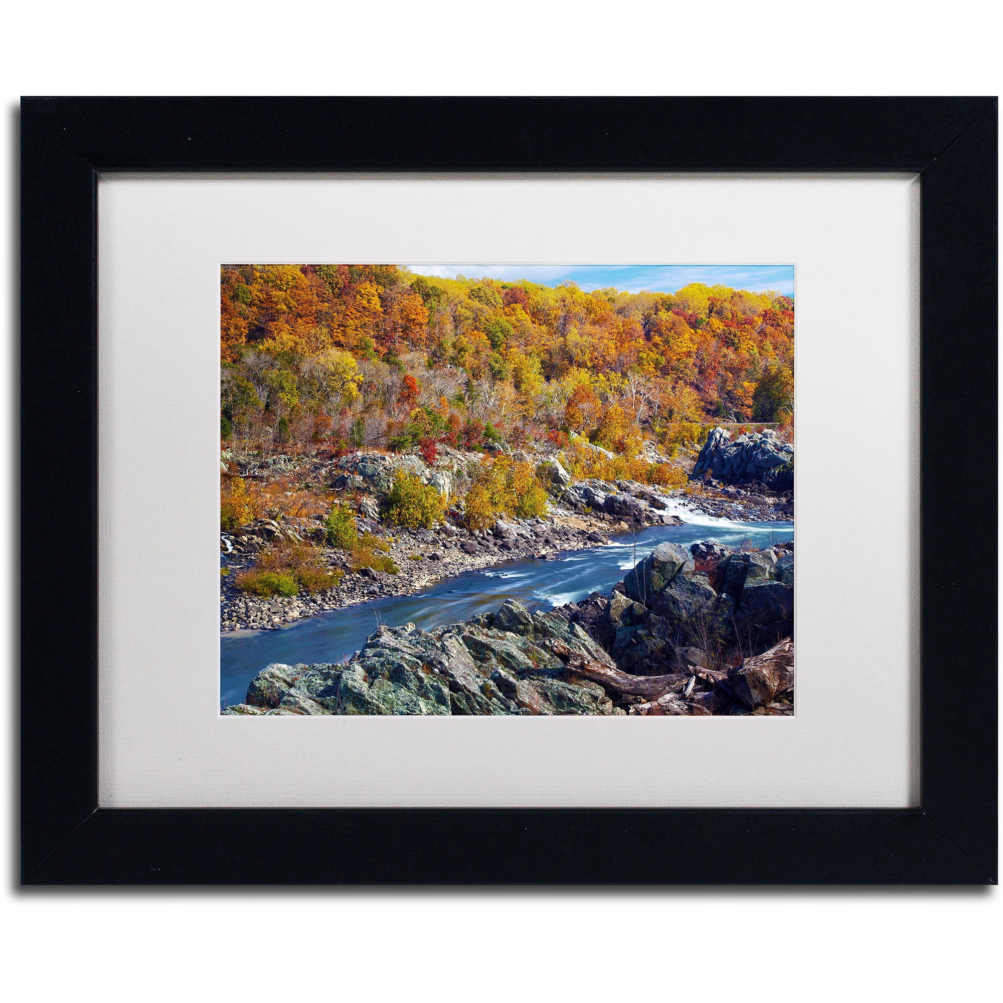 Trademark Fine Art "Potomac Autumn" Canvas Art by CATeyes, White Matte, Black Frame