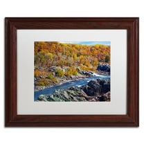 Trademark Fine Art "Potomac Autumn" Canvas Art by CATeyes, White Matte, Wood Frame