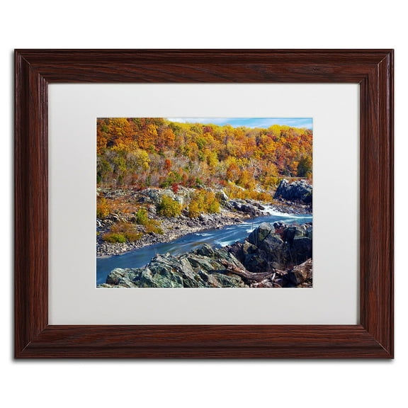 Trademark Fine Art "Potomac Autumn" Canvas Art by CATeyes, White Matte, Wood Frame