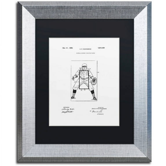 Trademark Fine Art "Practice Target Patent 1924 White" Canvas Art by Claire Doherty, Black Matte, Silver Frame
