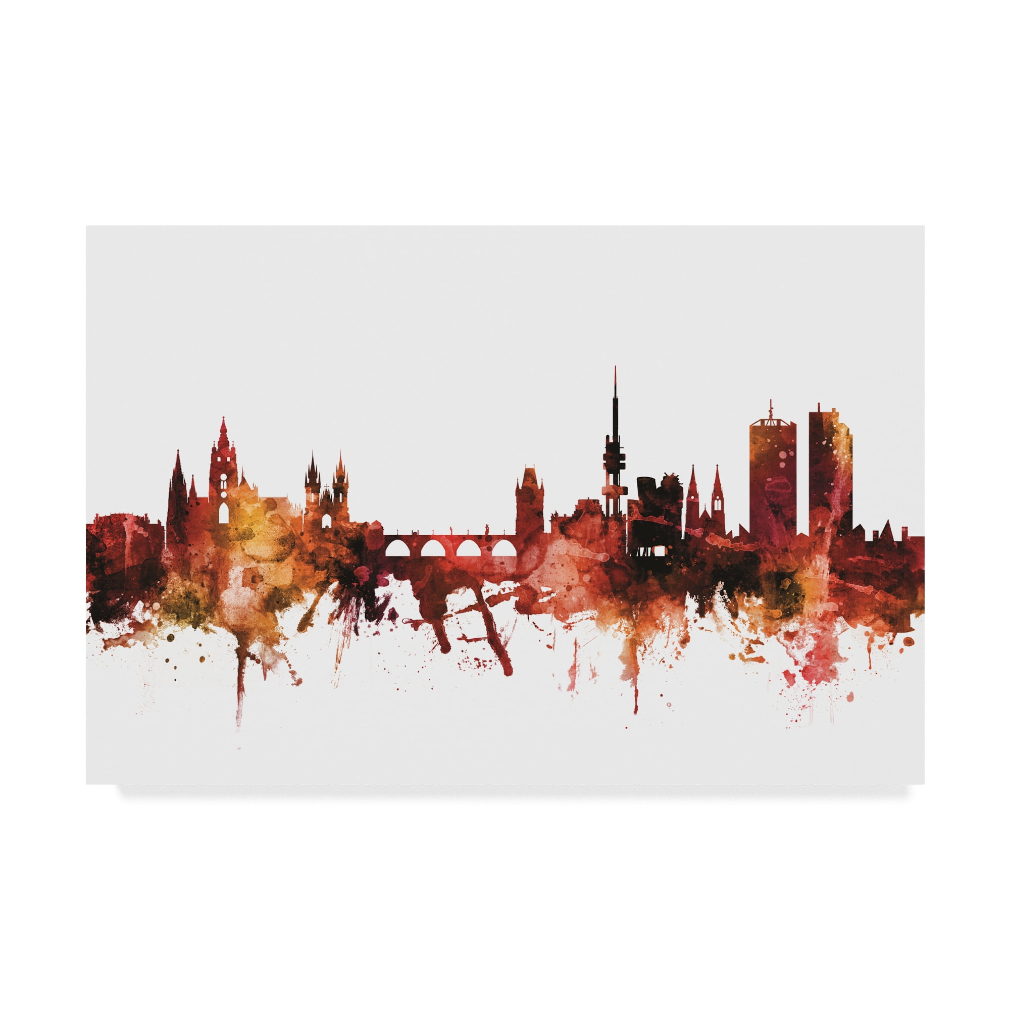 Trademark Fine Art 'Prague (Praha) Czech Republic Skyline Red' Canvas Art by Michael Tompsett