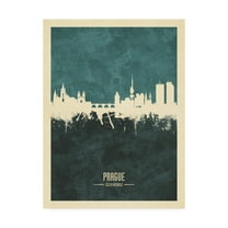 Trademark Fine Art 'Prague (Praha) Czech Republic Skyline Teal' Canvas Art by Michael Tompsett