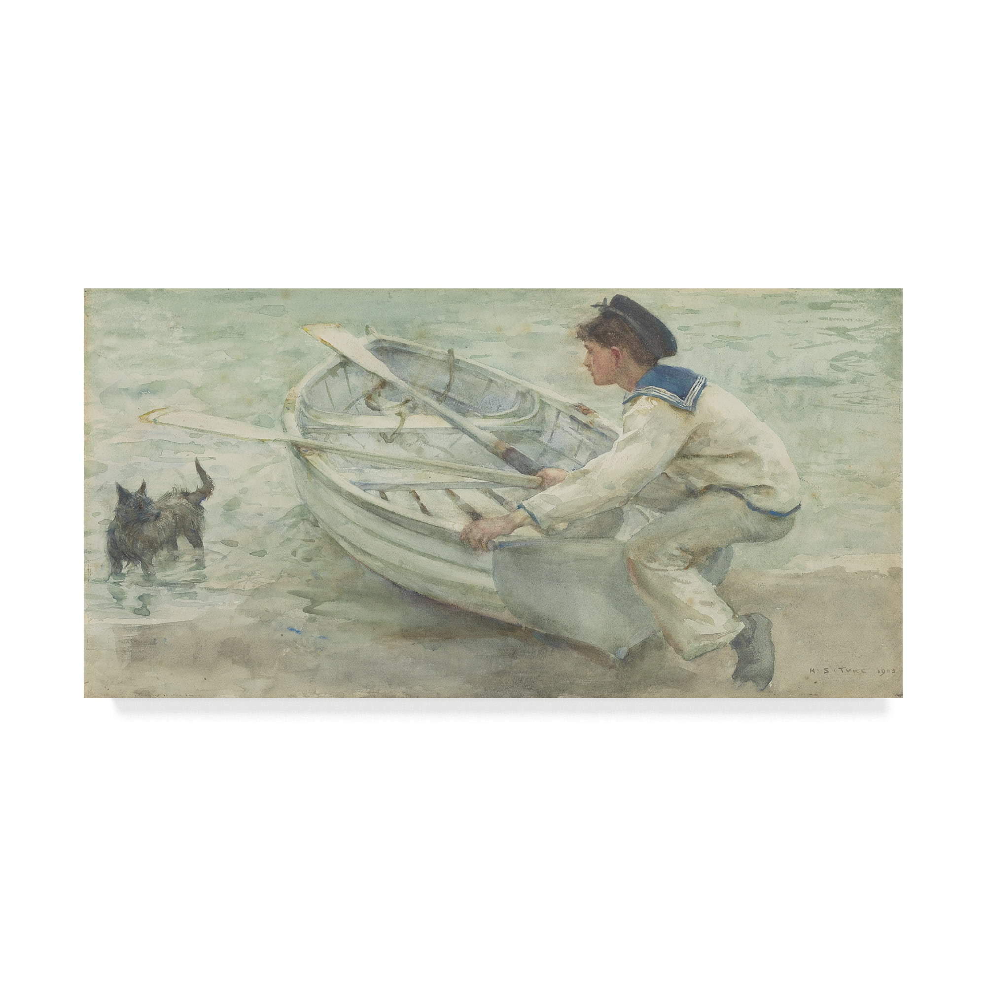 Trademark Fine Art 'Preparing to launch, 1903' Canvas Art by Henry Scott Tuke