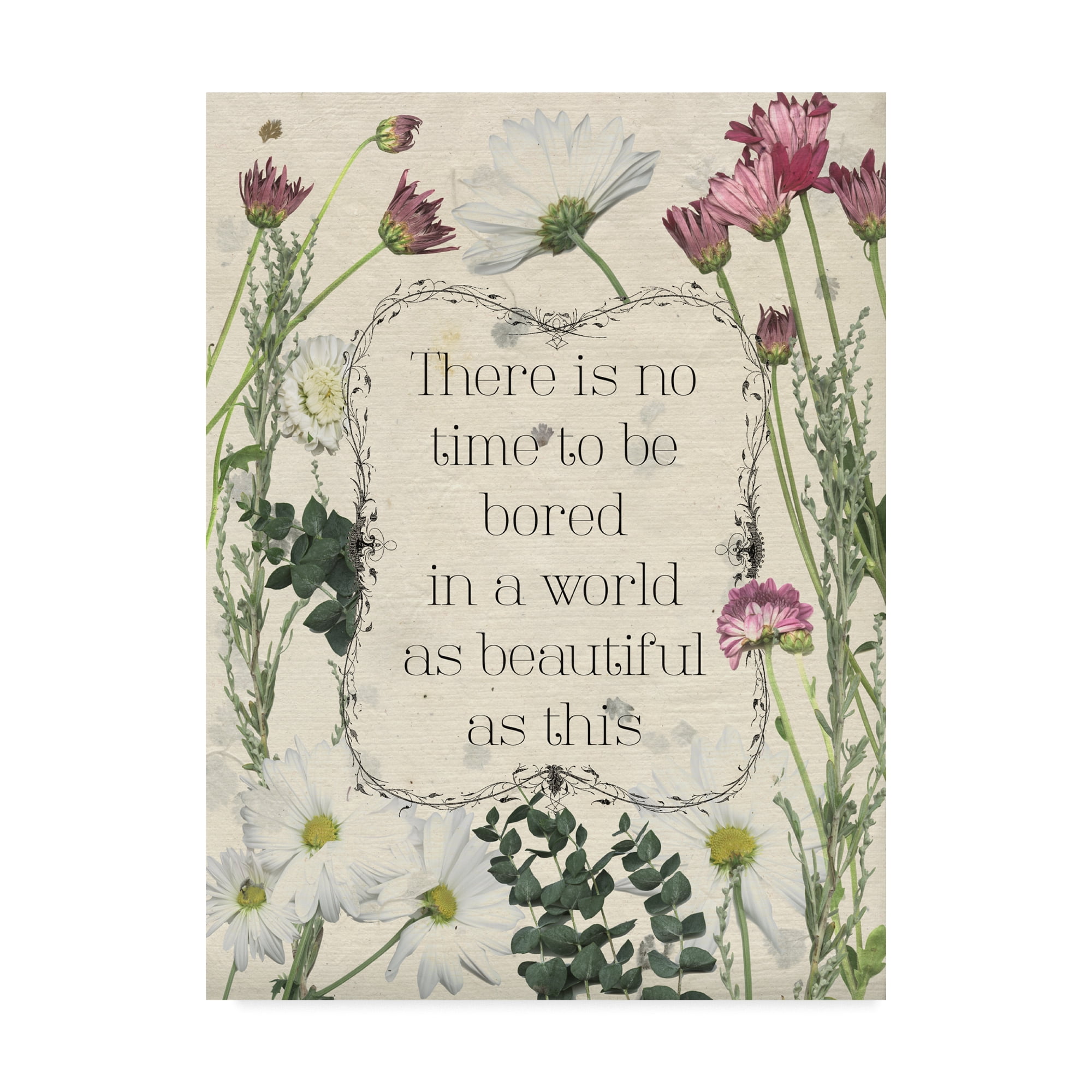 Floral Quote Canvas Art with Motivational Message, 14 x 19