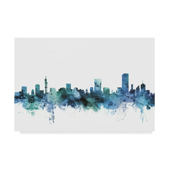 Trademark Fine Art 'Pretoria South Africa Blue Teal Skyline' Canvas Art by Michael Tompsett