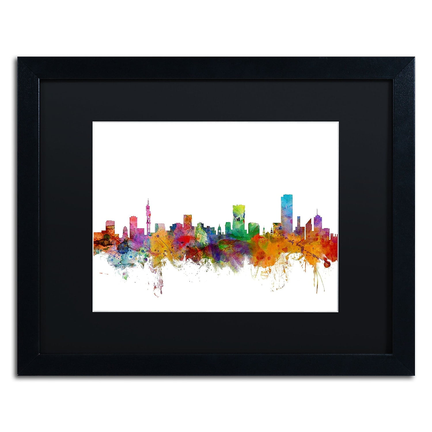 Trademark Fine Art "Pretoria South Africa Skyline" Canvas Art by Michael Tompsett Black Matte, Black Frame