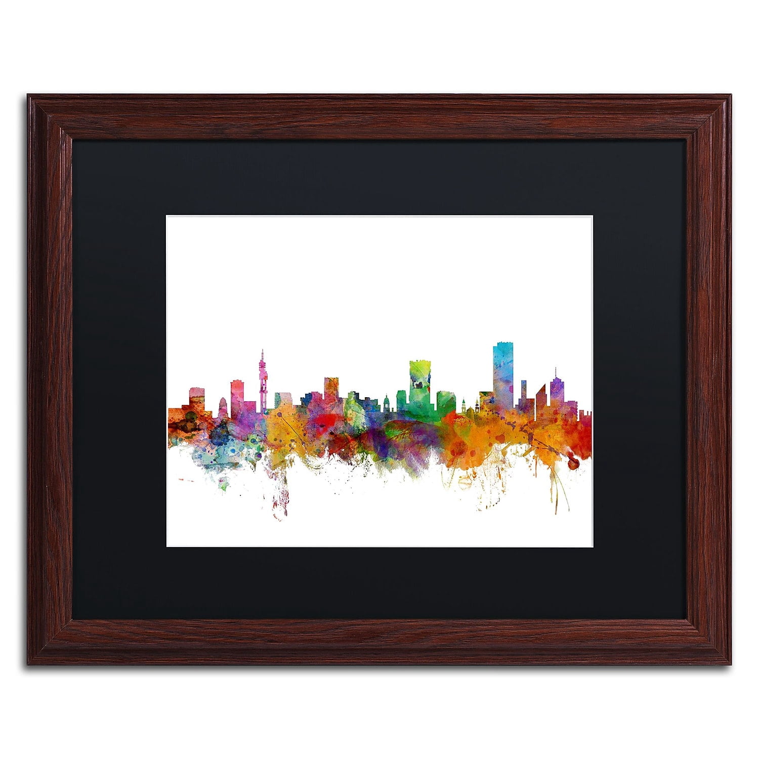 Trademark Fine Art "Pretoria South Africa Skyline" Canvas Art by Michael Tompsett Black Matte, Wood Frame