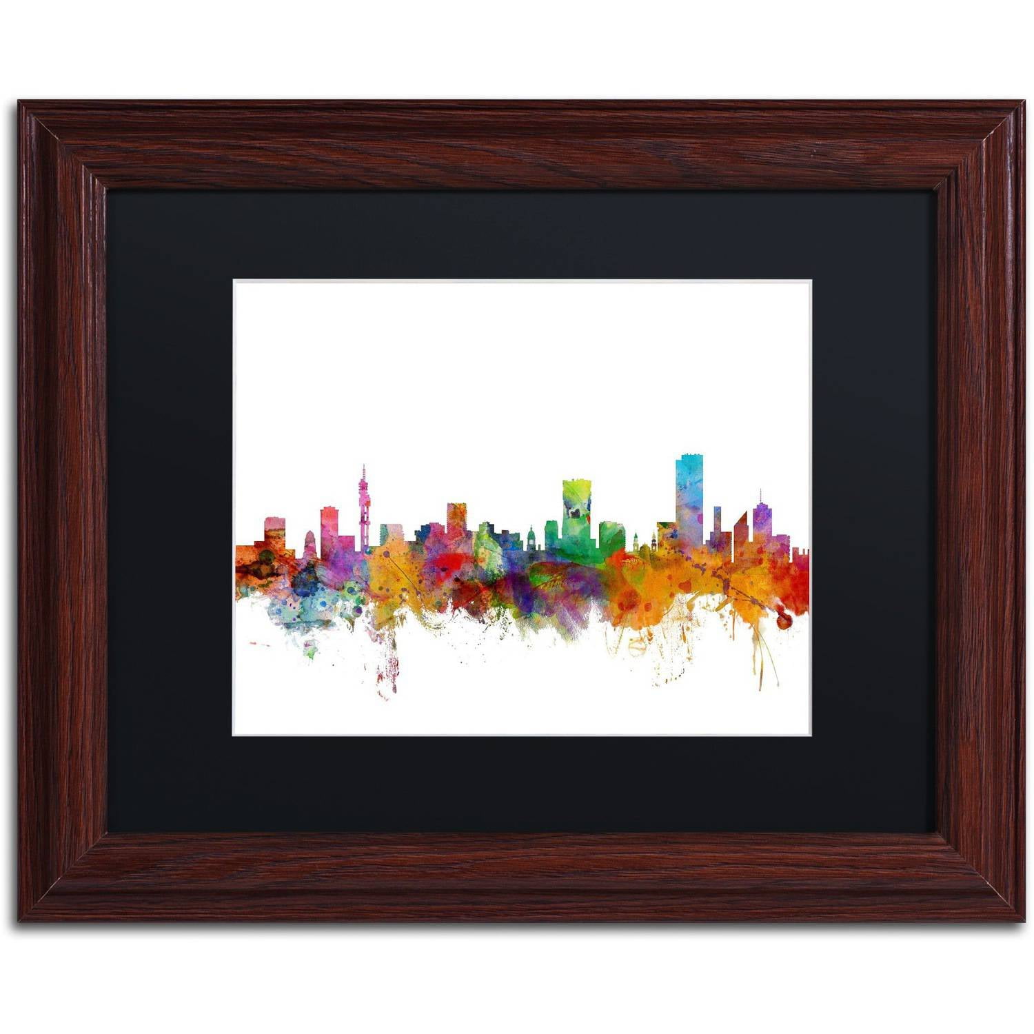 Trademark Fine Art "Pretoria South Africa Skyline" Canvas Art by Michael Tompsett Black Matte, Wood Frame