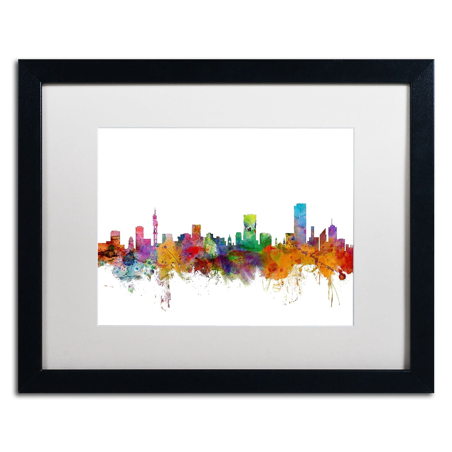 Trademark Fine Art "Pretoria South Africa Skyline" Canvas Art by Michael Tompsett White Matte, Black Frame