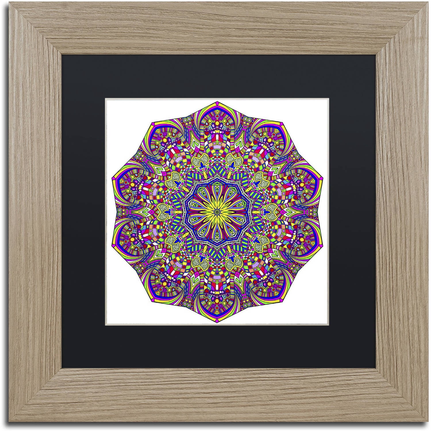 Trademark Fine Art "Pretty Pieces Mandala" Canvas Art by Kathy G. Ahrens, Black Matte, Birch Frame