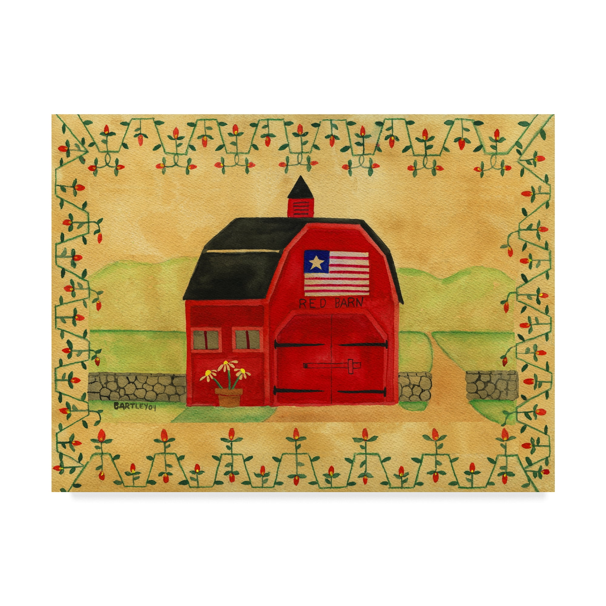 Trademark Fine Art 'Primitive American Red Barn' Canvas Art by Cheryl Bartley