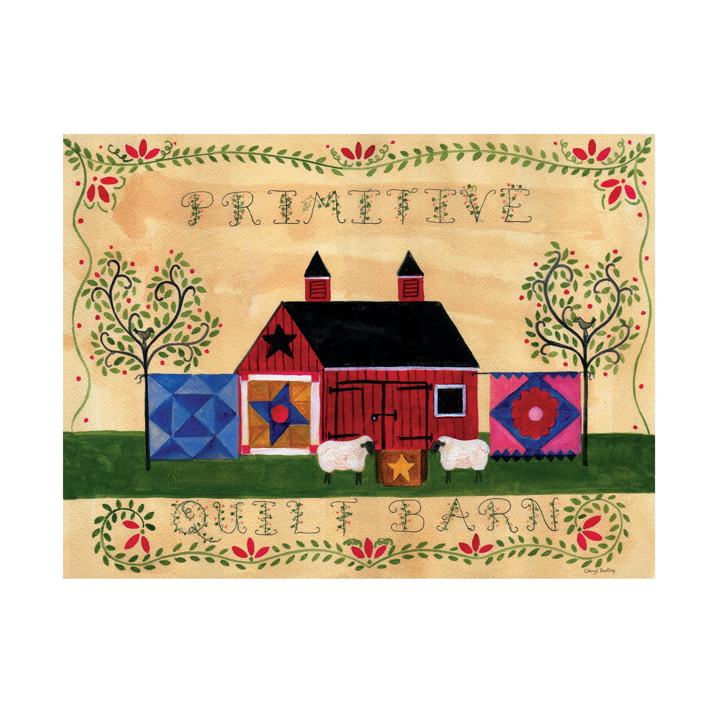 Trademark Fine Art 'Primitive Quilt Barn Sampler' Canvas Art by Cheryl Bartley