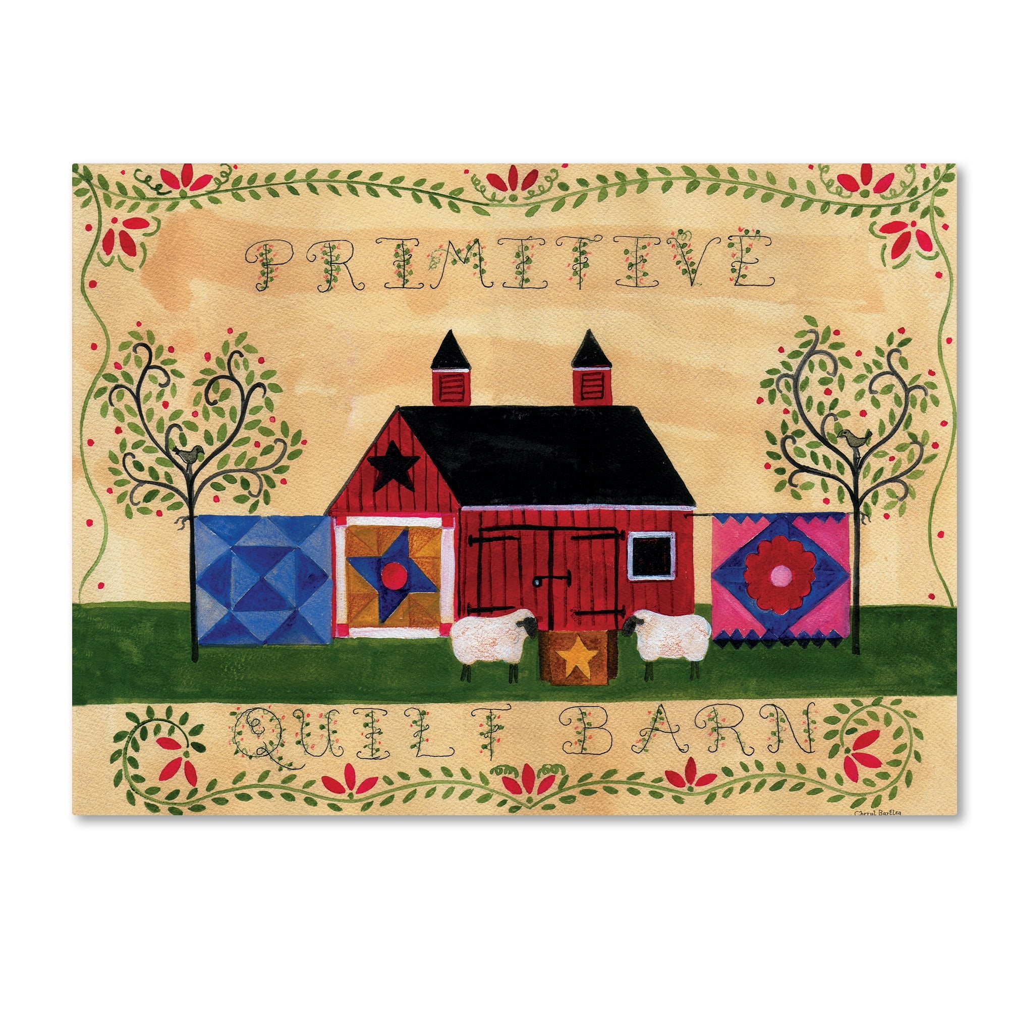 Trademark Fine Art 'Primitive Quilt Barn Sampler' Canvas Art by Cheryl Bartley