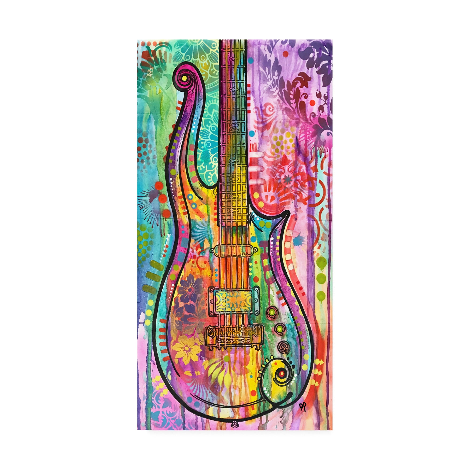 Bold Multicolor Canvas Art of Guitar by Dean Russo