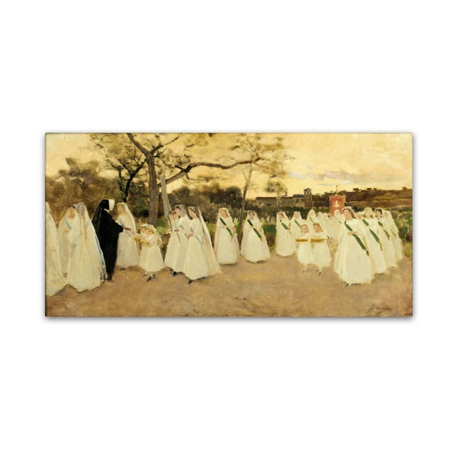 Trademark Fine Art 'Procession Of Schoolgirls' Canvas Art by Joaquim Vayreda