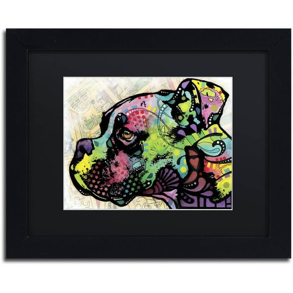Trademark Fine Art "Profile Boxer Deco" Canvas Art by Dean Russo, Black Matte, Black Frame