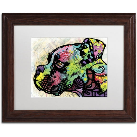 Trademark Fine Art "Profile Boxer Deco" Canvas Art by Dean Russo, White Matte, Wood Frame