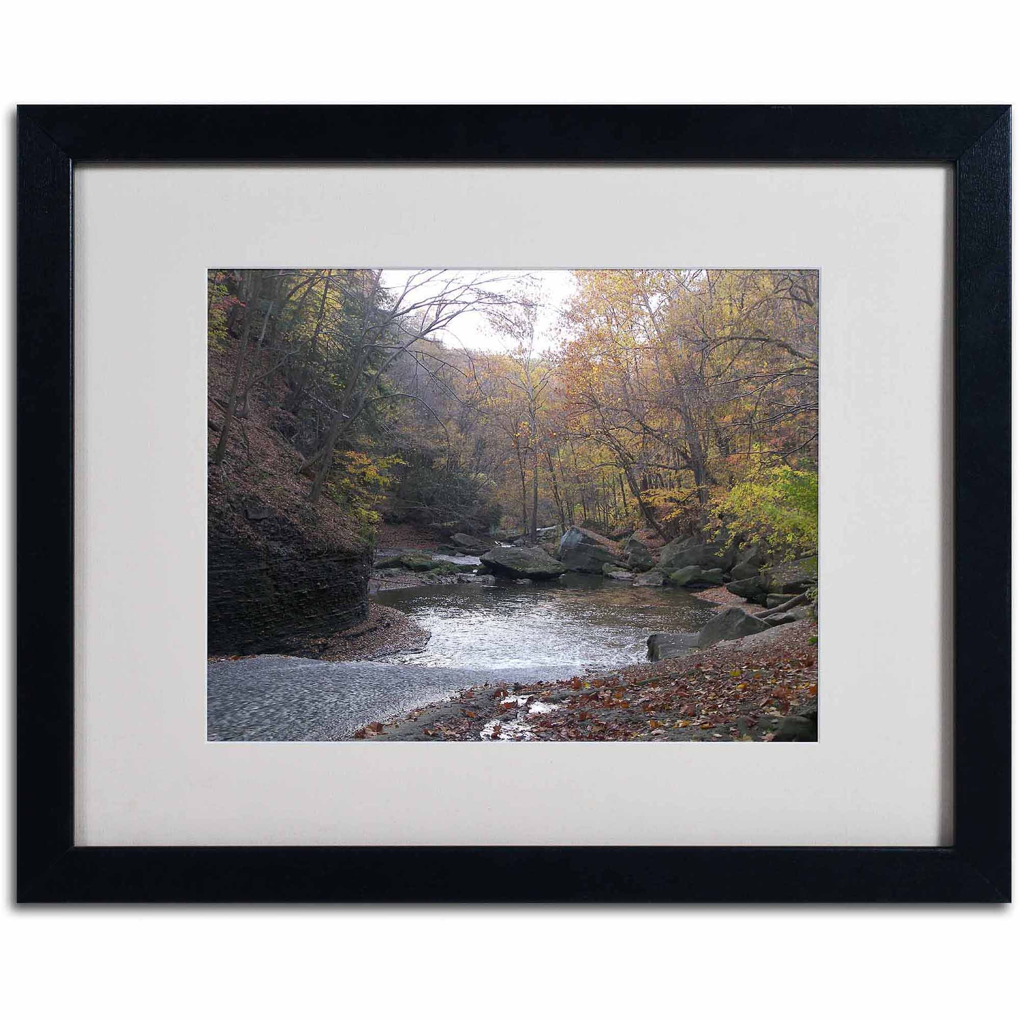 Monica Fleet Prosaic Forest Stream Canvas Art with Black Frame
