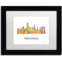 Trademark Fine Art 'Providence RI Skyline WB-1' Canvas Art by Marlene Watson, White Matte, Black Frame
