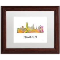 Trademark Fine Art 'Providence RI Skyline WB-1' Canvas Art by Marlene Watson, White Matte, Wood Frame