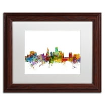 Trademark Fine Art 'Providence Rhode Island Skyline' Canvas Art by Michael Tompsett, White Matte, Wood Frame