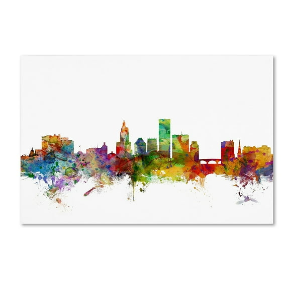 Trademark Fine Art "Providence Rhode Island Skyline" Canvas Art by Michael Tompsett