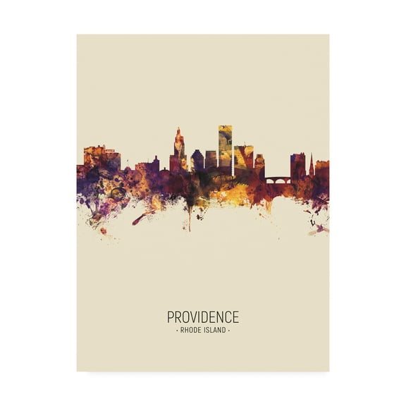 Trademark Fine Art 'Providence Rhode Island Skyline Portrait III' Canvas Art by Michael Tompsett