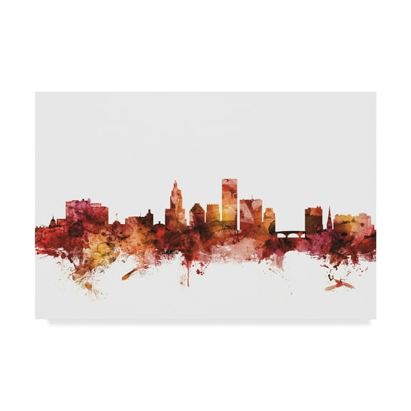 Trademark Fine Art 'Providence Rhode Island Skyline Red' Canvas Art by Michael Tompsett