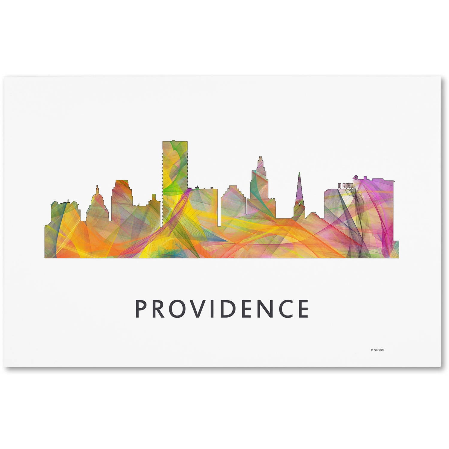 Trademark Fine Art 'Providence Rhode Island Skyline WB-1' Canvas Art by Marlene Watson
