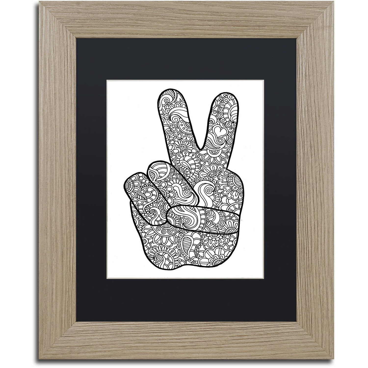 Trademark Fine Art "Psychedelic Mehndi Peace" Canvas Art by Kathy G. Ahrens, Black Matte, Birch Frame