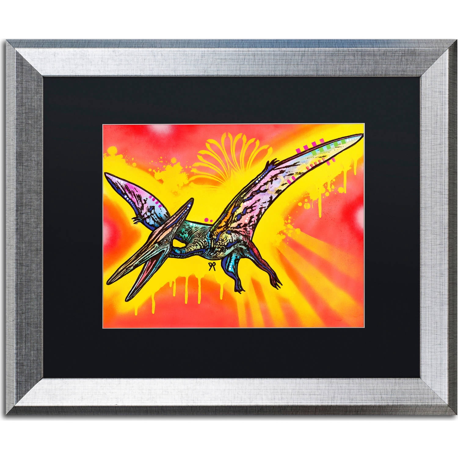 Trademark Fine Art "Pterodactyl" Canvas Art by Dean Russo, Black Matte, Silver Frame