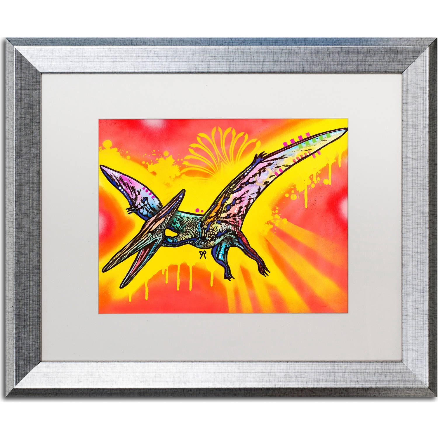 Trademark Fine Art "Pterodactyl" Canvas Art by Dean Russo, White Matte, Silver Frame