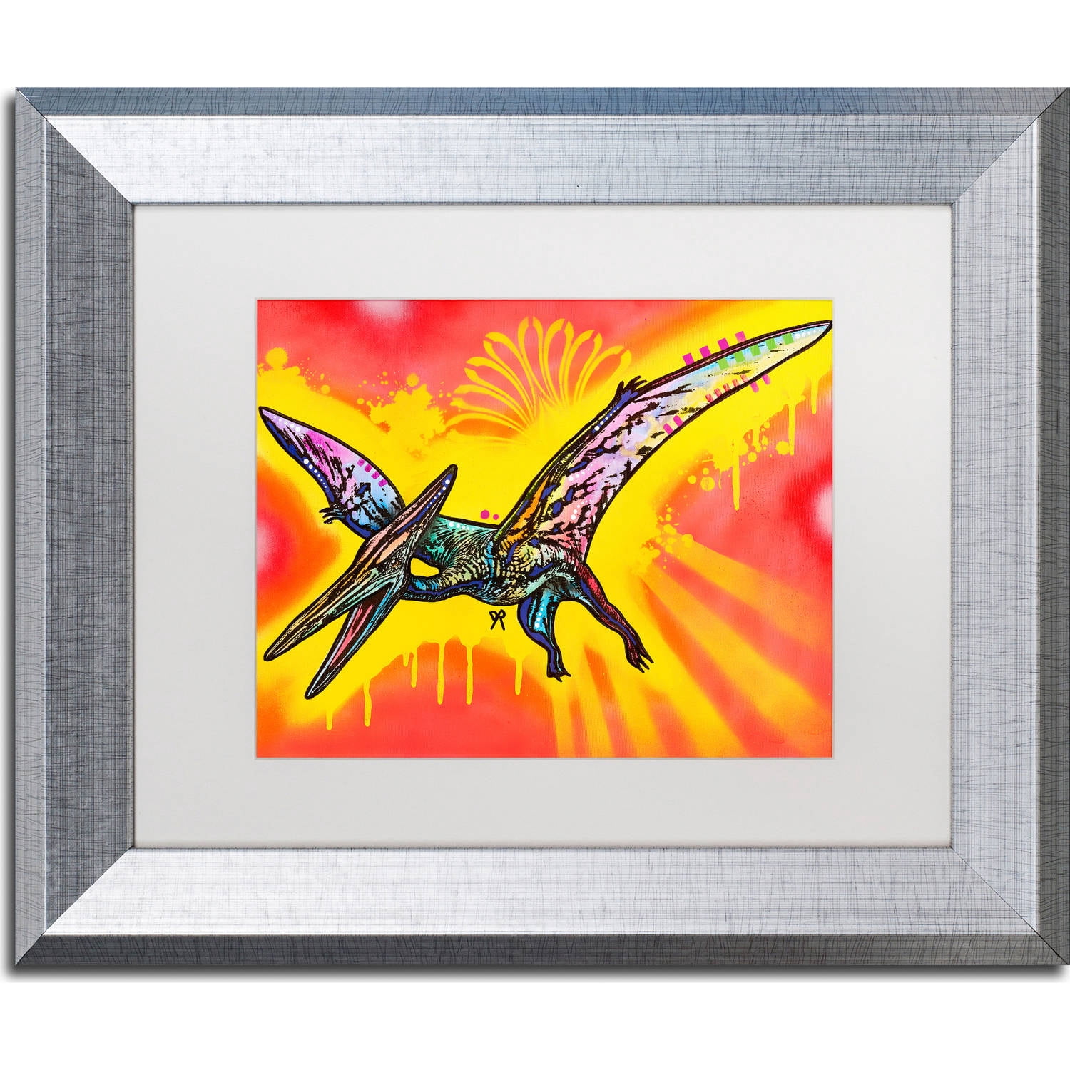 Trademark Fine Art "Pterodactyl" Canvas Art by Dean Russo, White Matte, Silver Frame