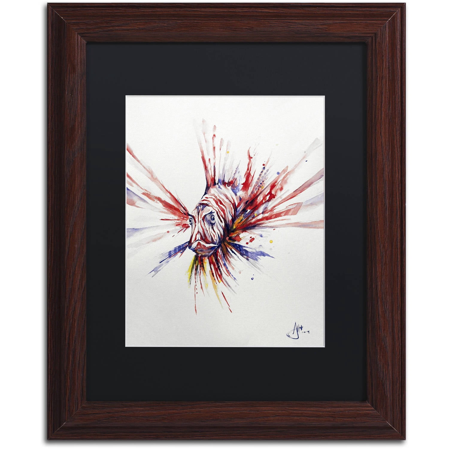 Trademark Fine Art 'Pterois' Canvas Art by Marc Allante, Black Matte, Wood Frame