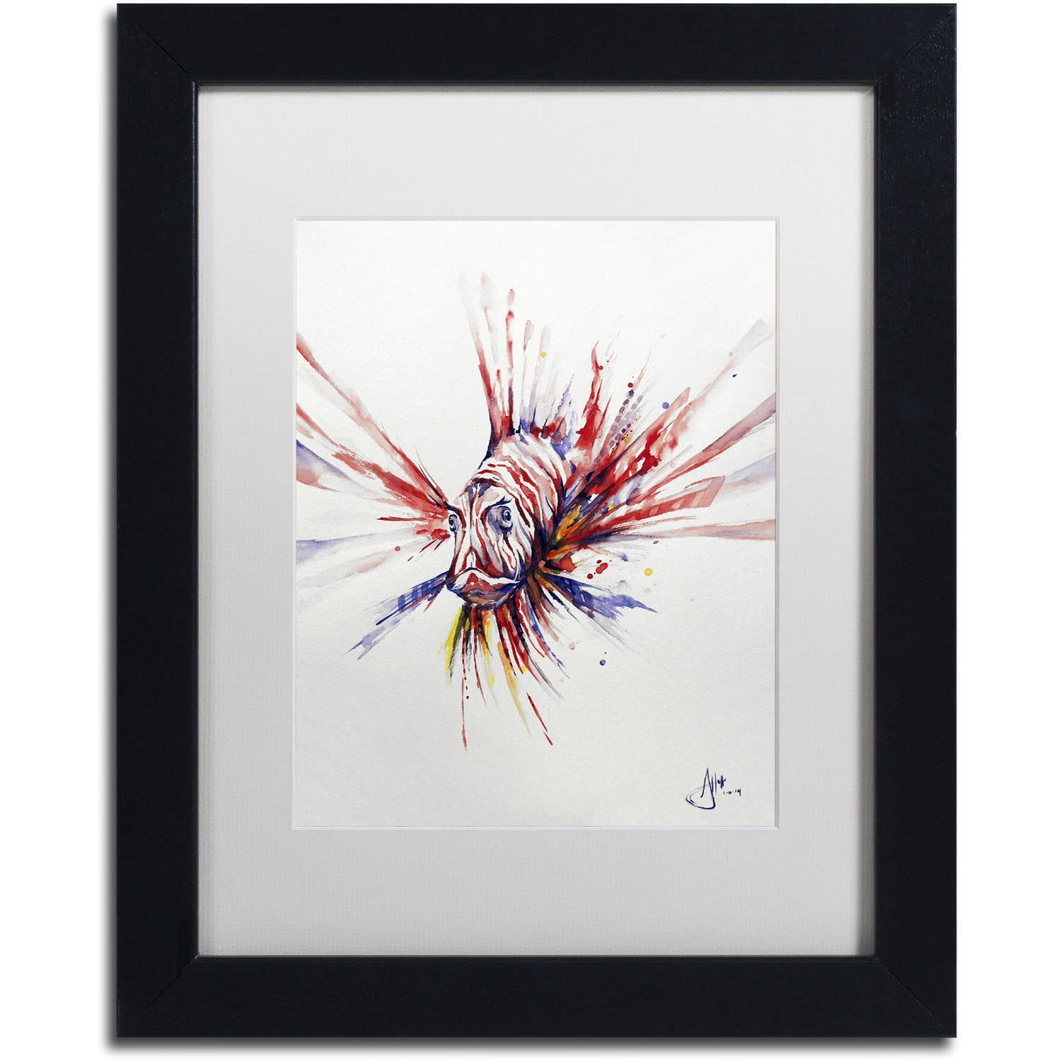 Trademark Fine Art 'Pterois' Canvas Art by Marc Allante, White Matte, Black Frame